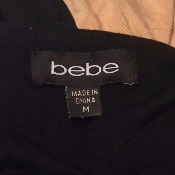 Bebe Black and Beige Tan ZigZag ColorBlock Dress M - Picture 3 of 6